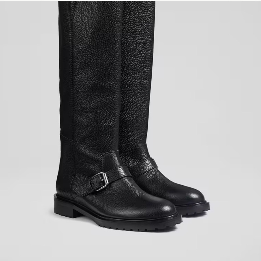 LK Bennett Noemi Classic Black Leather Knee-High Riding Boots women 36